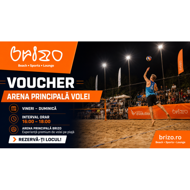 Voucher arena principala volei vineri - duminica, interval orar 10:00 - 16:00
